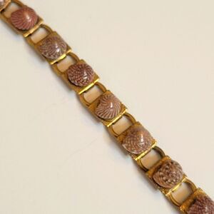Vintage Costume Jewelry- Unique Gold Tone Shell Link Bracelet